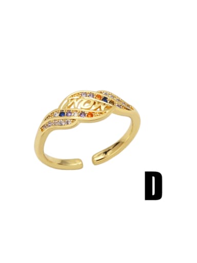 D Brass Cubic Zirconia Letter Vintage Band Ring