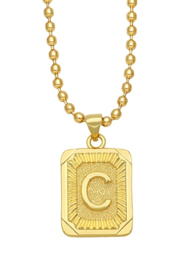 C Brass Letter Vintage Geometry Pendant Necklace