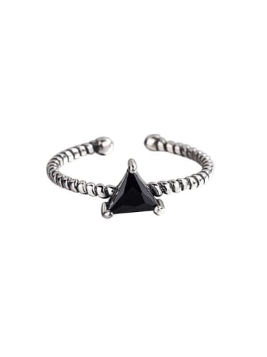 925 Sterling Silver Cubic Zirconia Triangle Vintage Midi Ring