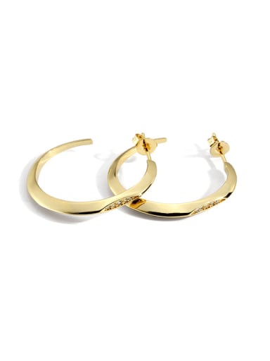 Brass Cubic Zirconia Geometric Minimalist Hoop Earring