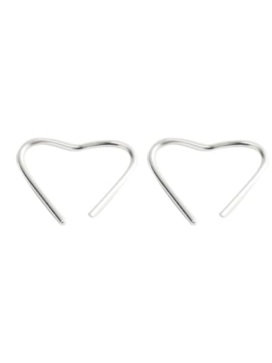 925 Sterling Silver Hollow Heart Line Minimalist Stud Earring