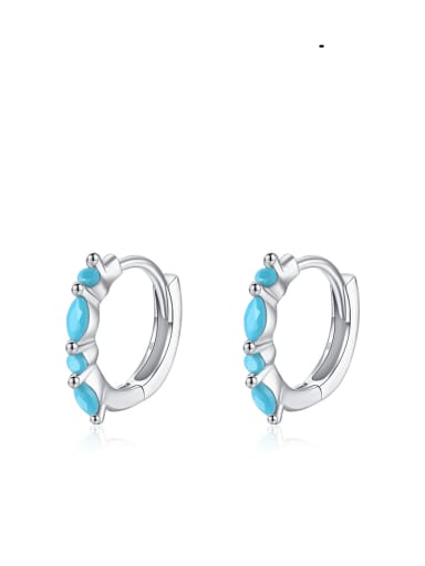 Turquoise 925 Sterling Silver Turquoise Geometric Dainty Huggie Earring