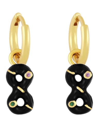Brass Rhinestone Enamel Number 8 Trend Huggie Earring