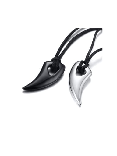 Titanium Steel Irregular Minimalist  Black horn pendant Necklace