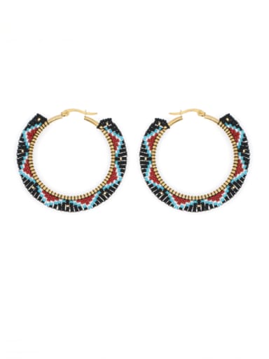 MI E200151D Miyuki Millet Bead Multi Color Geometric Bohemia handmade Weave Hoop Earring