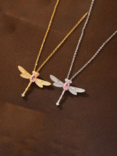 925 Sterling Silver Cubic Zirconia Dragonfly Minimalist Necklace