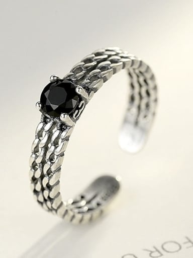 925 Sterling Silver personality retro three twist  Free Size ring