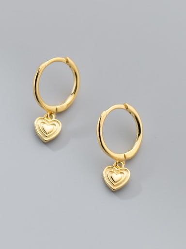 Gold 925 Sterling Silver Heart Minimalist Huggie Earring