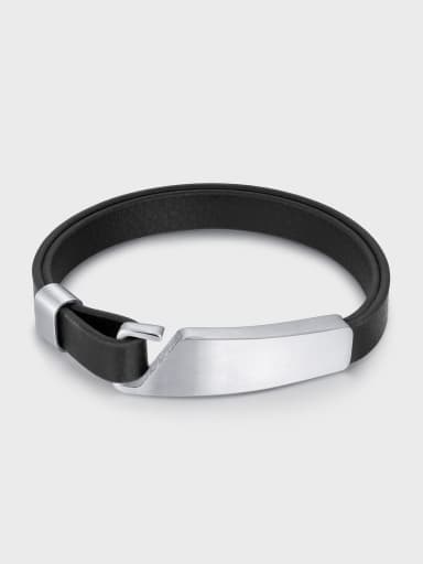 Stainless steel Leather Geometric Hip Hop Bracelet