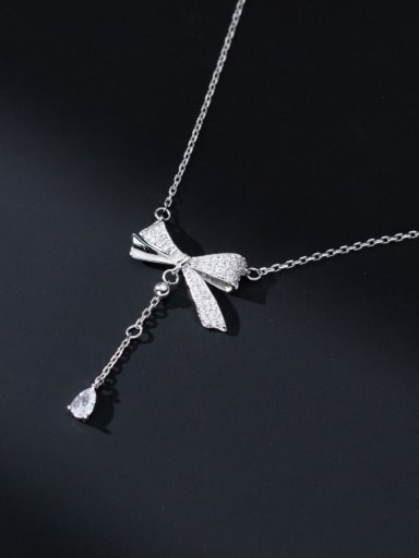 925 Sterling Silver Cubic Zirconia Butterfly Dainty Tassel Necklace