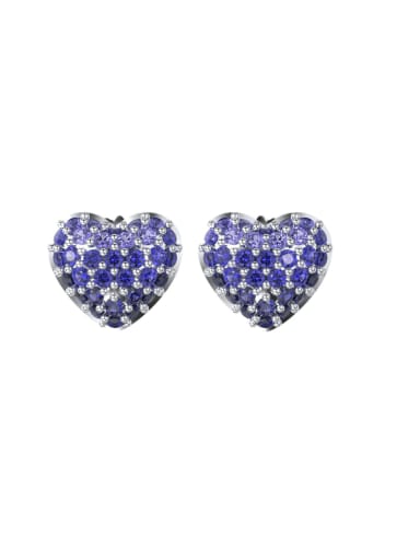 925 Sterling Silver Rhinestone Heart Dainty Stud Earring