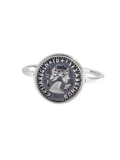 925 Sterling Silver Personalized English geometric figure coin Midi Ring