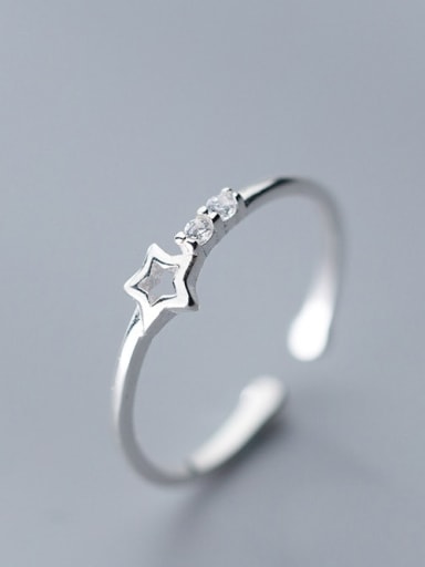 925 Sterling Silver Hollow Star Minimalist Band Ring