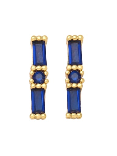 blue Brass Cubic Zirconia Geometric Minimalist Stud Earring