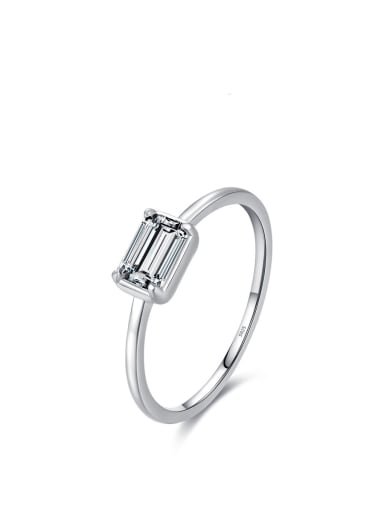 Rectangle 925 Sterling Silver Cubic Zirconia Heart Dainty Band Ring
