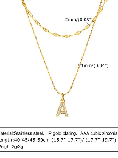 Letter A Stainless steel Cubic Zirconia Minimalist Letter  Pendant