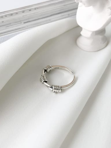 925 Sterling Silver Irregular  Knot  Minimalist  Free Size Band Ring