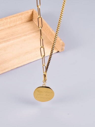 Titanium Coin Minimalist Letter pendant Necklace