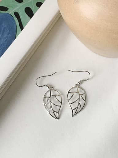 925 Sterling Silver Hollow Leaf Minimalist Drop Earring