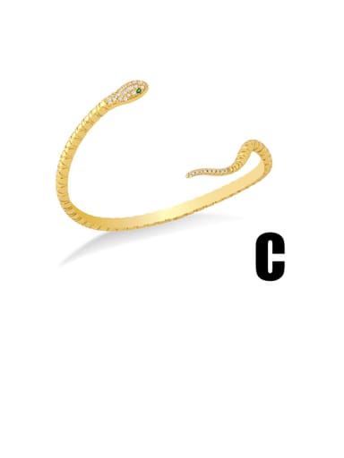 C Brass Cubic Zirconia Snake Vintage Cuff Bangle