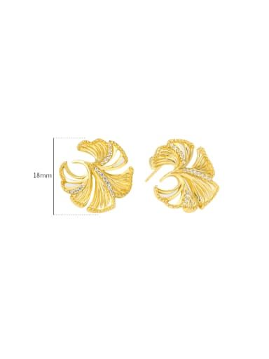 18K gold color [with silicone ear plugs] 925 Sterling Silver Cubic Zirconia Flower Trend Stud Earring