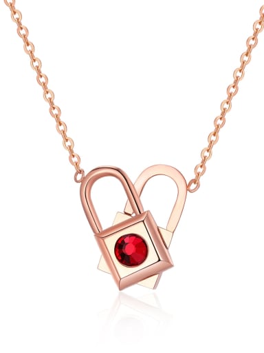 Titanium Rhinestone Heart Minimalist Necklace