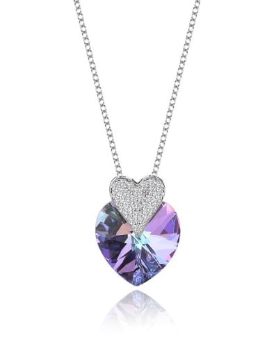 JYXZ 007 (gradual purple) 925 Sterling Silver Austrian Crystal Heart Classic Necklace