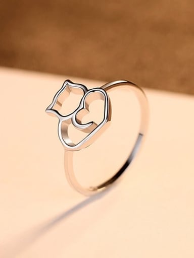 925 Sterling Silver Hollow Cat Minimalist Band Ring