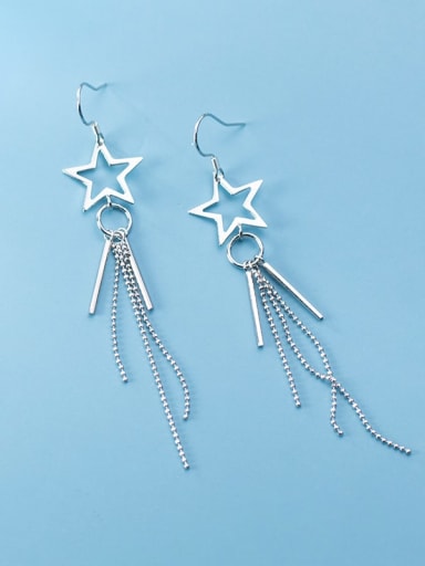 925 Sterling Silver  Vintage Simple Pentagram Word tassel  Hook Earring