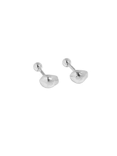 Ef618 [silver] 925 Sterling Silver Smotth Irregular Minimalist Stud Earring