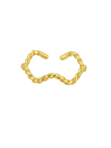 Gold 925 Sterling Silver Twist Wave Minimalist Band Ring