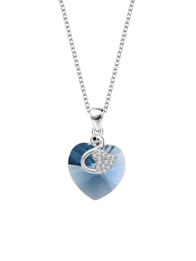 JYXZ 112 necklace (denim blue) 925 Sterling Silver Austrian Crystal Heart Classic Necklace