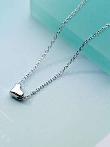 925 Sterling Silver  Minimalist Smooth Heart  Pendant Necklace