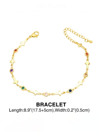 Bracelet Brass Glass Stone Cross Vintage Necklace