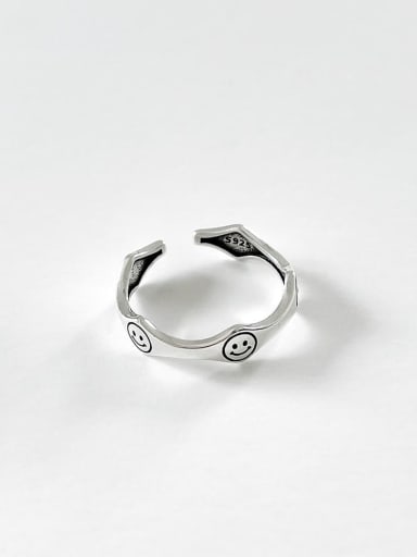 Smile face ring j1569 1.5g 925 Sterling Silver Heart Minimalist Band Ring