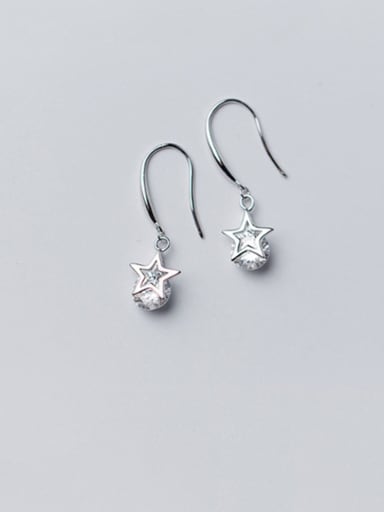 925 Sterling Silver Cubic Zirconia  Star Minimalist Hook Earring