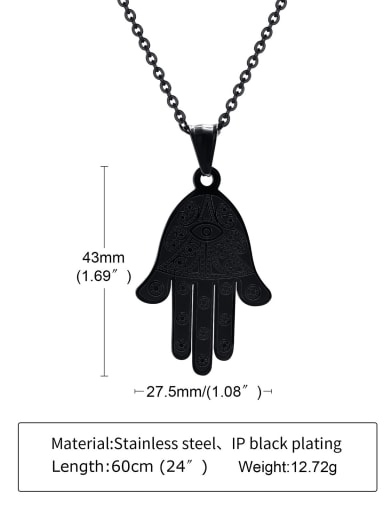 Black pendant 0-shaped chain 60CM Titanium Steel  Hip Hop Palm Pednat Necklace