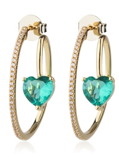 Copper Cubic Zirconia Heart Luxury Hoop Earring