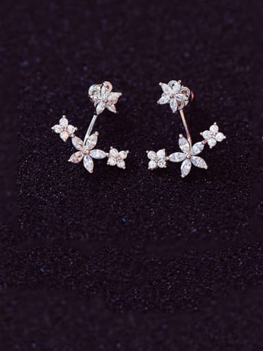 Zinc Alloy Cubic Zirconia White Flower Cute Stud Earring