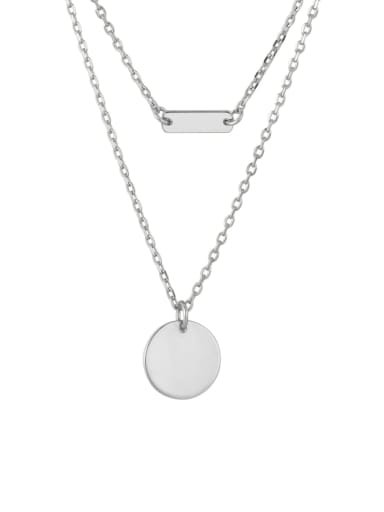White gold 925 Sterling Silver Geometric Minimalist Necklace