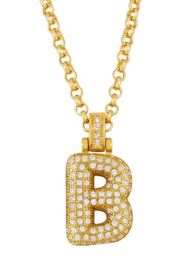 B Brass Cubic Zirconia Letter Ethnic Necklace