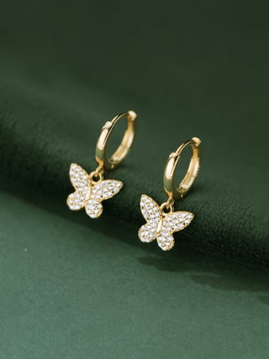 custom 925 Sterling Silver Cubic Zirconia Butterfly Dainty Huggie Earring