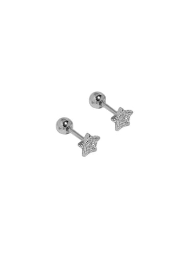 M0143 [five pointed star] 925 Sterling Silver Cubic Zirconia Geometric Vintage Stud Earring