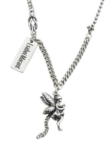 Vintage Sterling Silver With Antique Silver Plated Fashion Angel Power Necklaces