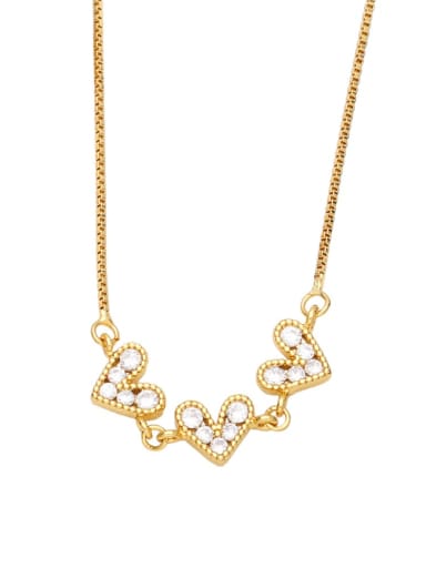 white Brass Cubic Zirconia Vintage Heart  Pendant Necklace