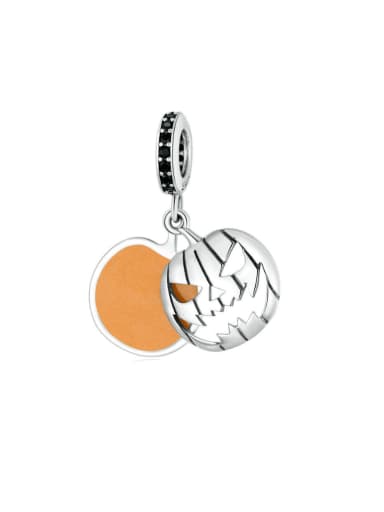 925 Sterling Silver Enamel Cute Pumpkin DIY Pendant