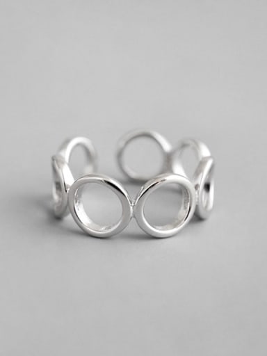 925 Sterling Silver Hollow  Round Minimalist  Free Size Band Ring
