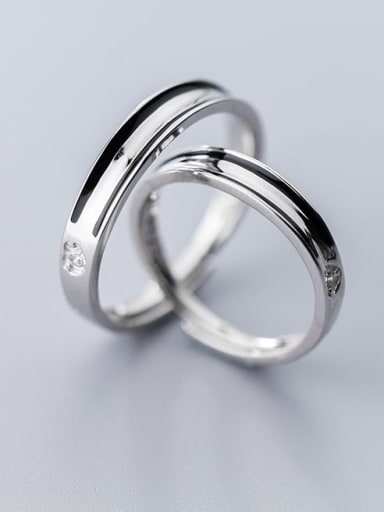 925 Sterling Silver Irregular Minimalist Couple Ring