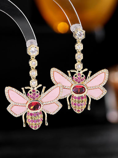 Brass Cubic Zirconia Enamel Butterfly Luxury Drop Earring