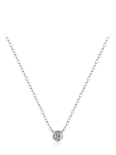 silvery 925 Sterling Silver Rhinestone Geometric Minimalist Necklace